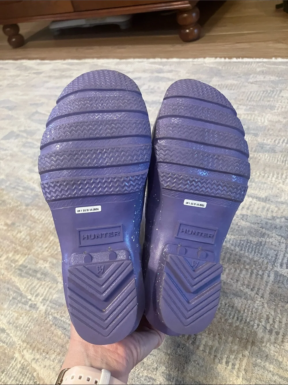 Hunter Kids First Giant Glitter Rain Boots in Purple Burst